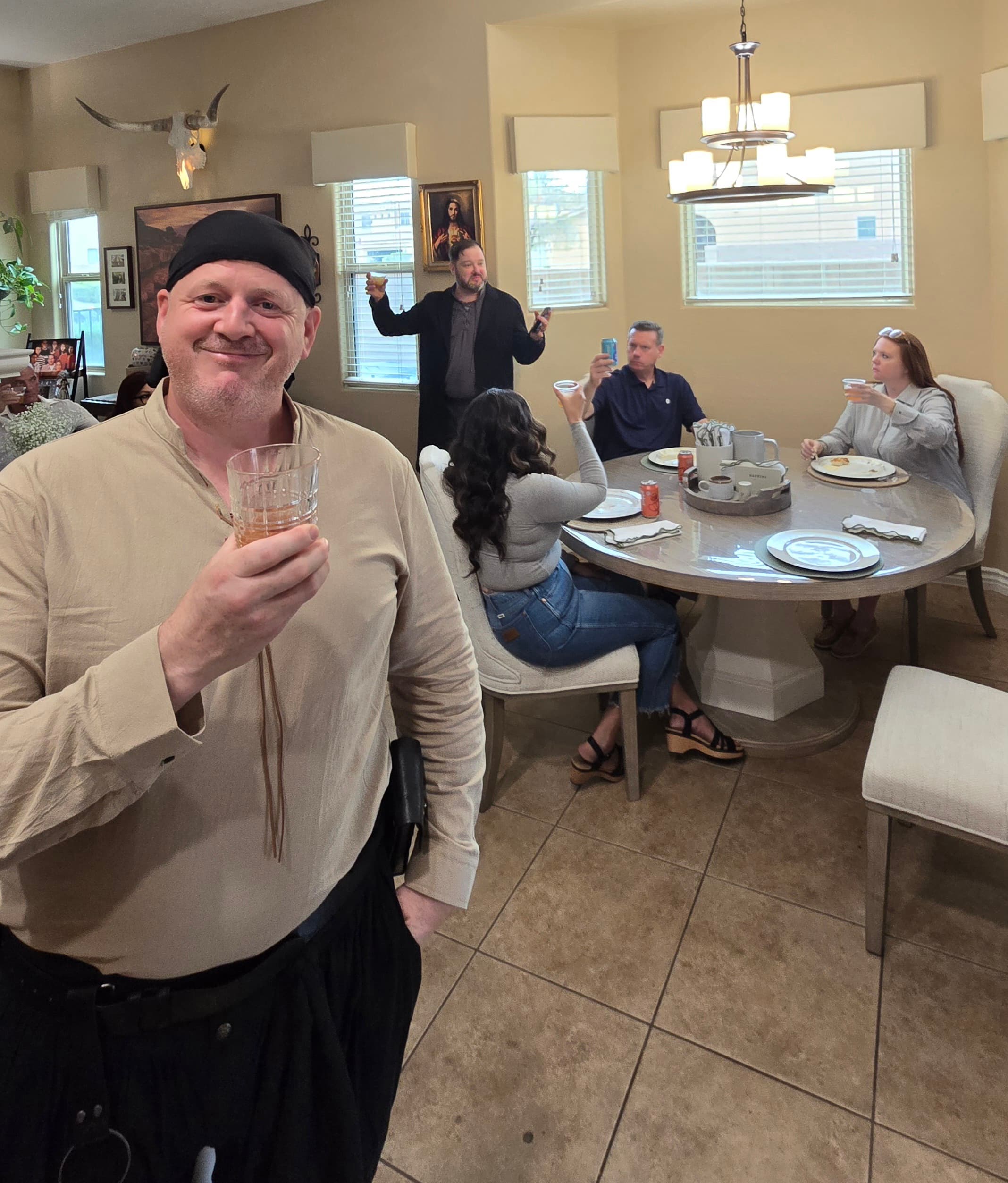 Fellowship and a toast around the dining table