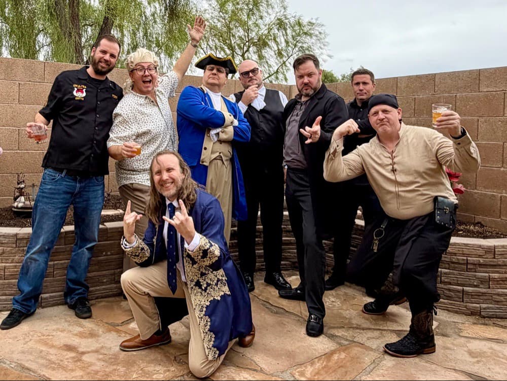 Brothers of The Lafayette Lodge Project gathered on the patio for Lafayette Day